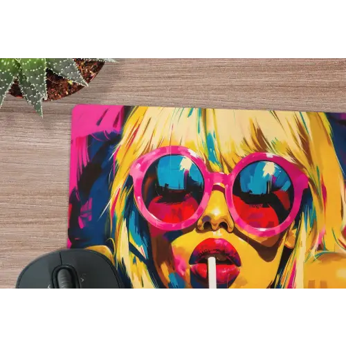 Zonnebril - Roze - Vrouw - Rietje muismat rubber klein -closeup