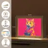 Kat - Kimono - Bloemen - Roze Light Box met kabel (Tafellamp) klein -USP_NL
