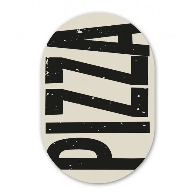 Pizza - Decoratie - Japandi - Vintage Wandcirkel Ovaal Glas middel -3d