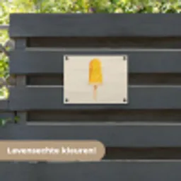 Oranje - Stokje - Waterijsje tuinposter los doek klein -sfeer3
