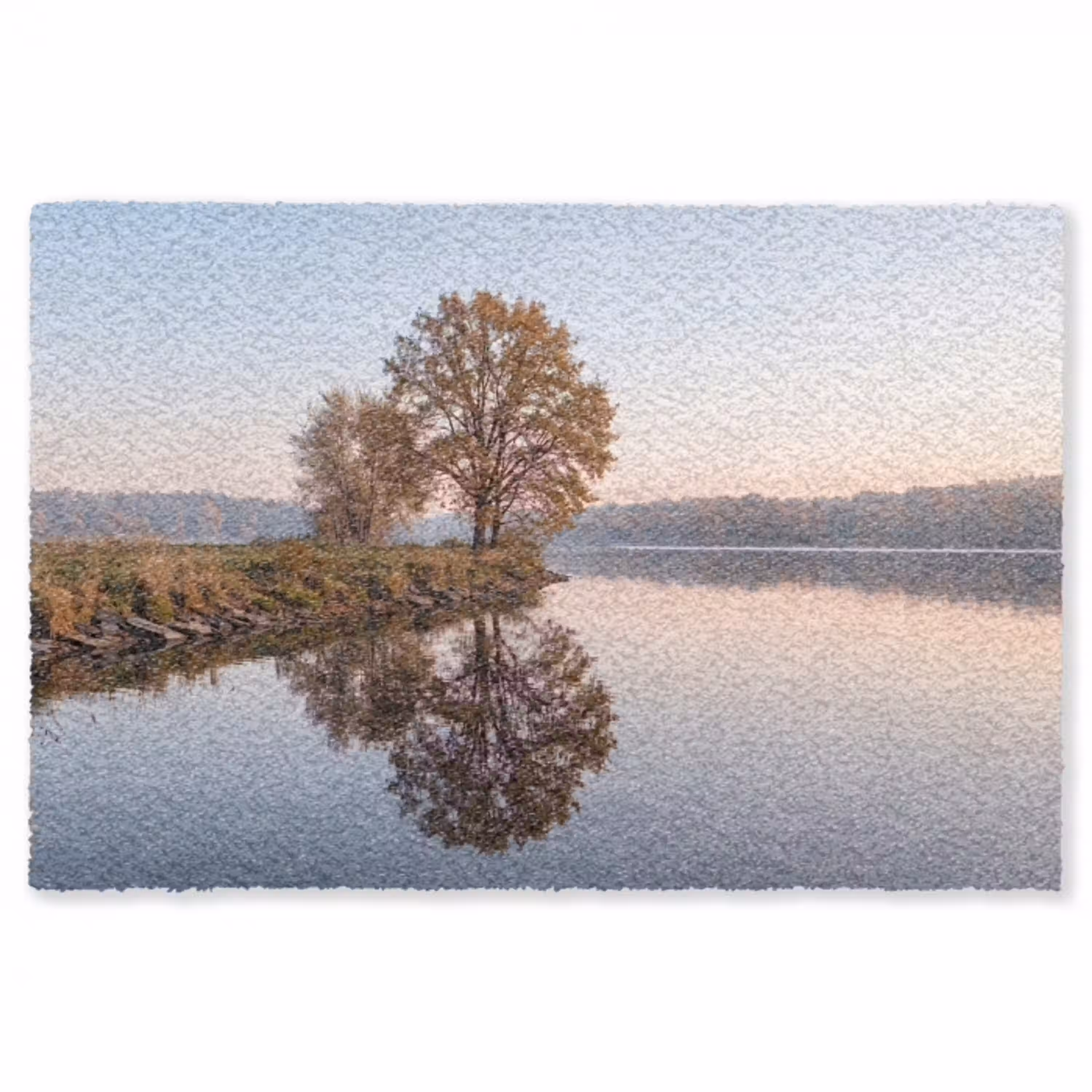 Bomen - Reflectie - Water - Zonsopgang - Serene Vloerkleed Rechthoek klein -3d