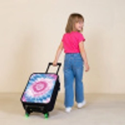 Tie dye - Abstract - Blauw - Roze Kinderkoffer - Zwart klein -sfeer1