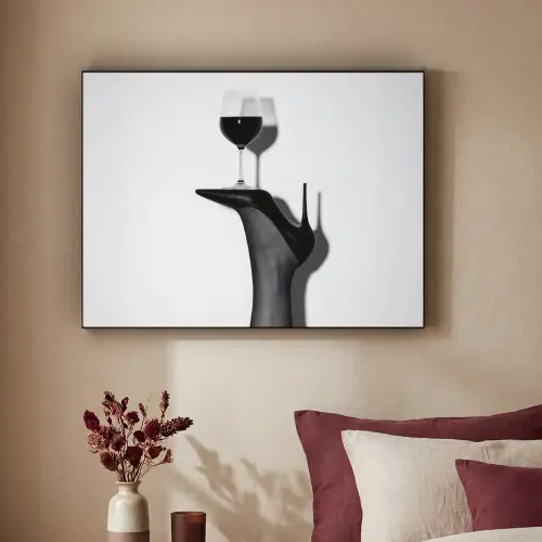 Hak - Wijn - Minimalistisch - Zwart Textielframe zwart klein -sfeer1