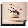 Cheesecake - Eten - Roze - Taart Inductie beschermer vinyl 3mm middel -3d