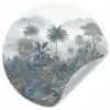 Jungle - Landschap - Blauw Wandcirkel behangsticker klein -3d