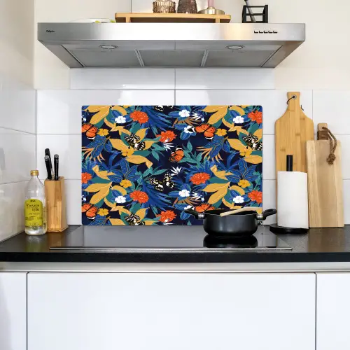 Zomer - Vlinder - Marineblauw - Blauw Inductie beschemer met haakjes klein 777 -sfeer2