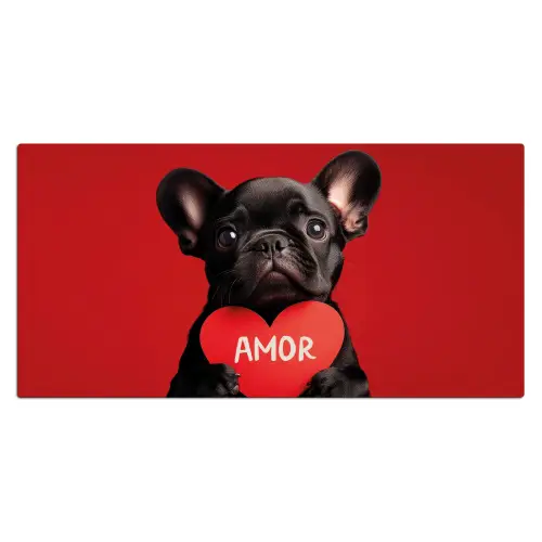 Amor - Hond  - Hartje - Rood Muismat XXL klein -3d_leeg