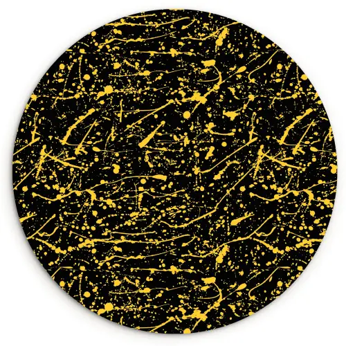 Spat - Waterverf - Geel - Zwart Wandcirkel kunststof plaat 5mm dik klein 188 -3d