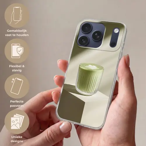 Matcha - Glas - Groen - Minimalistisch Telefoonhoesje iPhone 17 Pro klein -sfeer3_NL