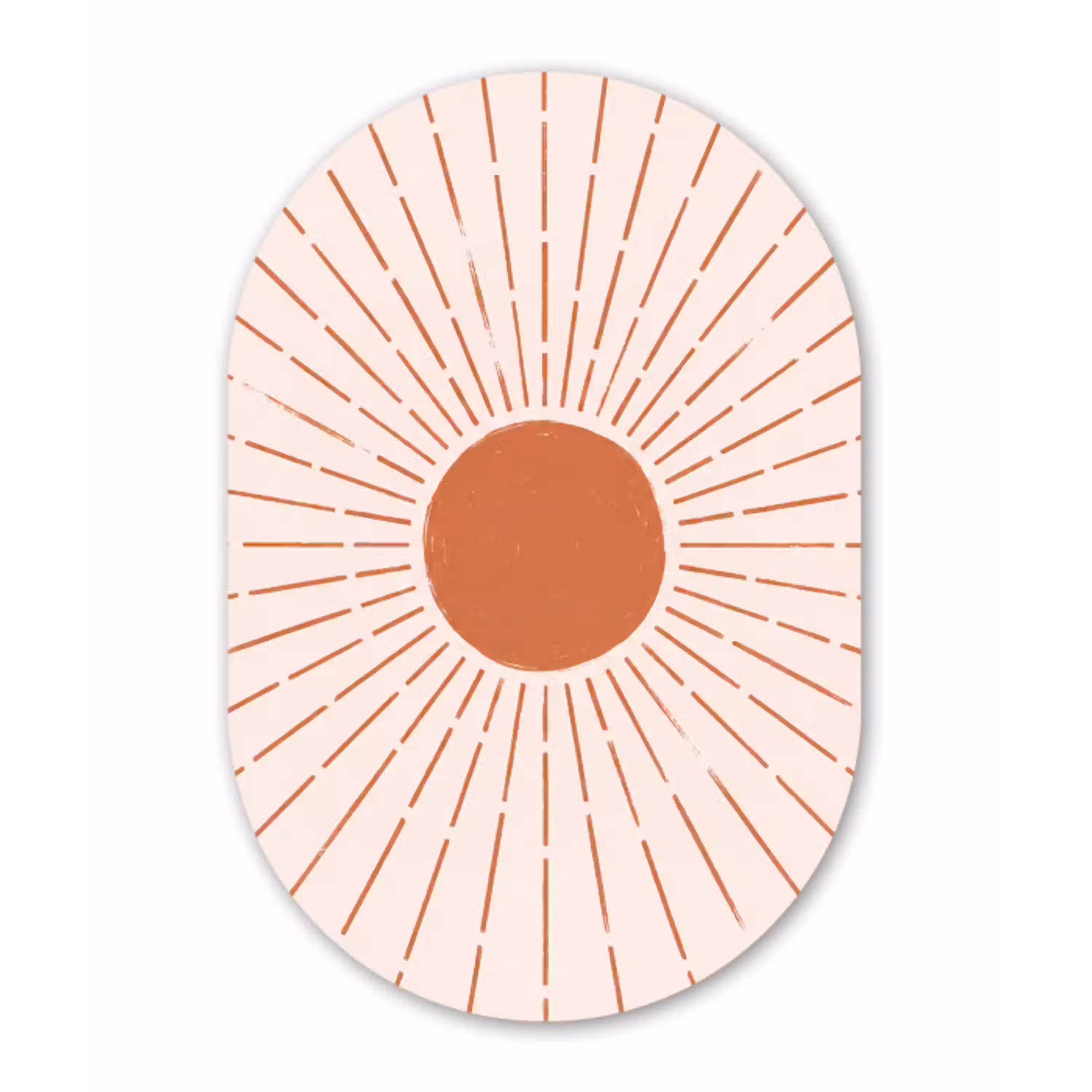 Zon - Stralen - Abstract - Terracotta - Modern Wandcirkel Ovaal Glas middel -3d