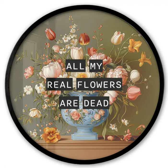 Bloem - Quote - Vintage - Art Fotolijst rond zonder passe partout klein -3d