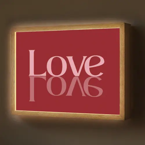 Love - Spiegeling - Rood Light Box met batterij (Wandlamp) middel -z3d_website