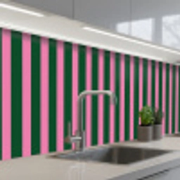 Verticale strepen - Groen - Roze keuken achterwand 2 middel 871 -3d_schuin