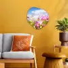 Bloemen - Wei - Paars - Gras - Wit - Wolken - Blauw Wandcirkel Organisch Forex 3mm klein -sfeer4