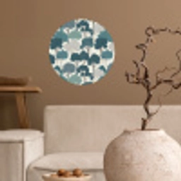 Modern - Bomen - Bos - Patroon - Blauw Wandcirkel behangsticker klein 186 -sfeer1