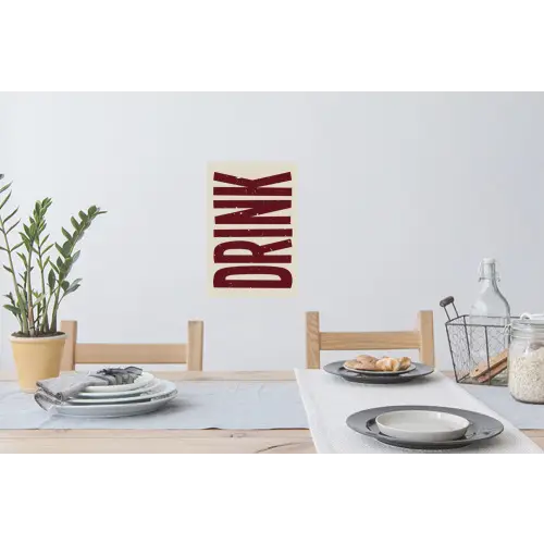 Rood - Vintage - Decoratie - Japandi Muursticker klein -eettafel