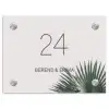 Lichtroze met palmblad - Klassiek Naambord Rechthoek middel -3d