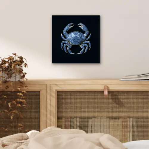 Krab - Delfts blauw - Dieren aluminium wit klein -sfeer3