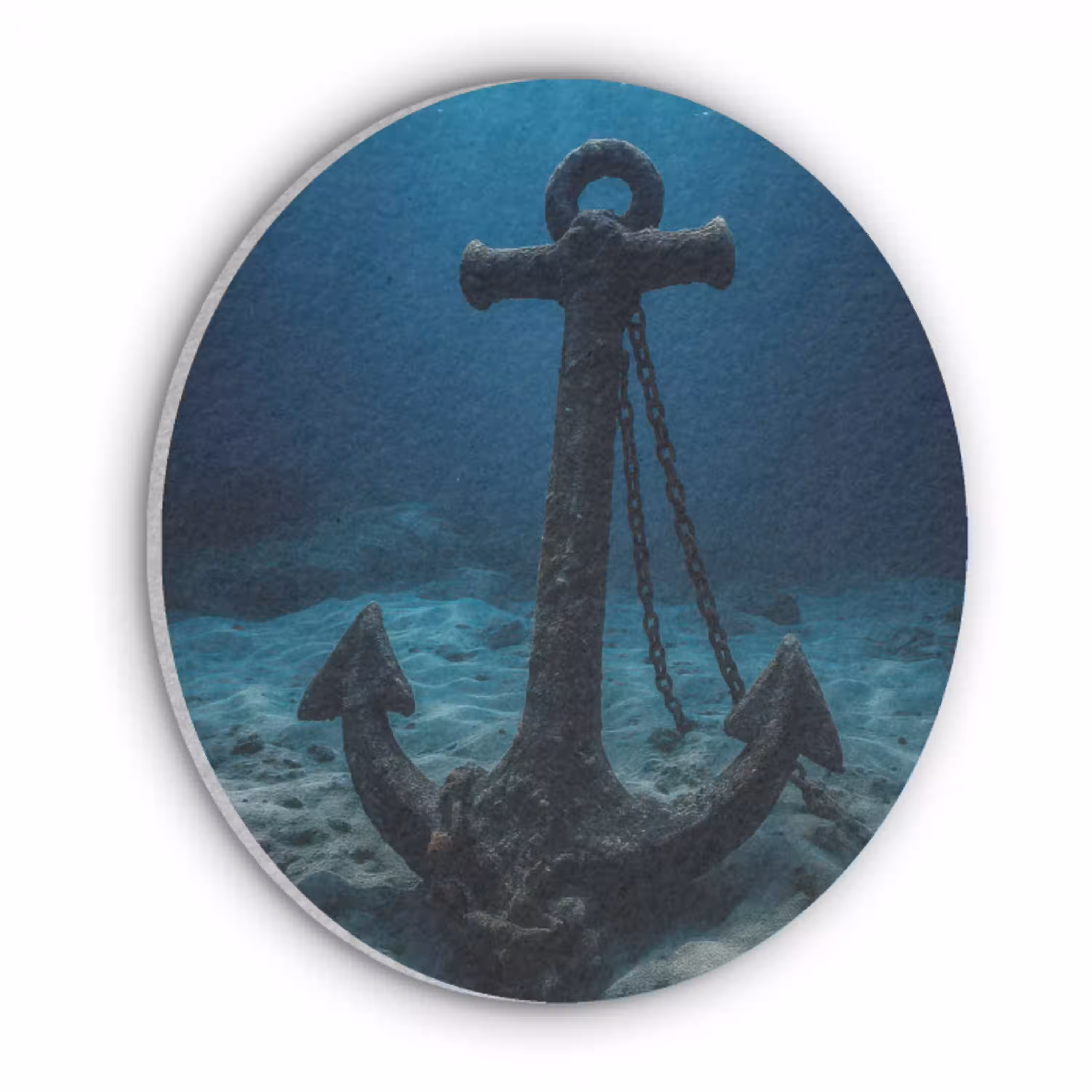 Anker - Ijzer - Zeebodem - Zand Akoestische PET Vilt - Rond klein -3d