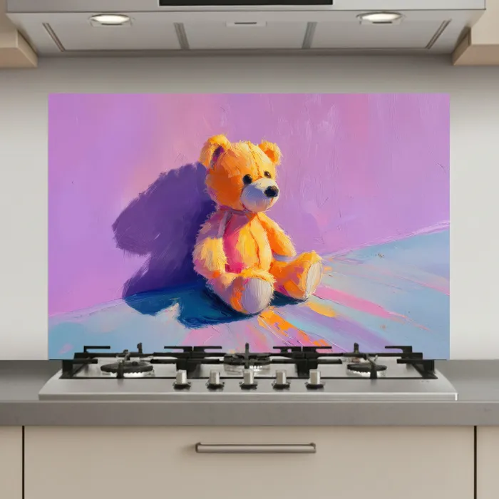Teddybeer - Schaduw - Penseelstreken - Paars keuken achterwand spatscherm klein -3d_website