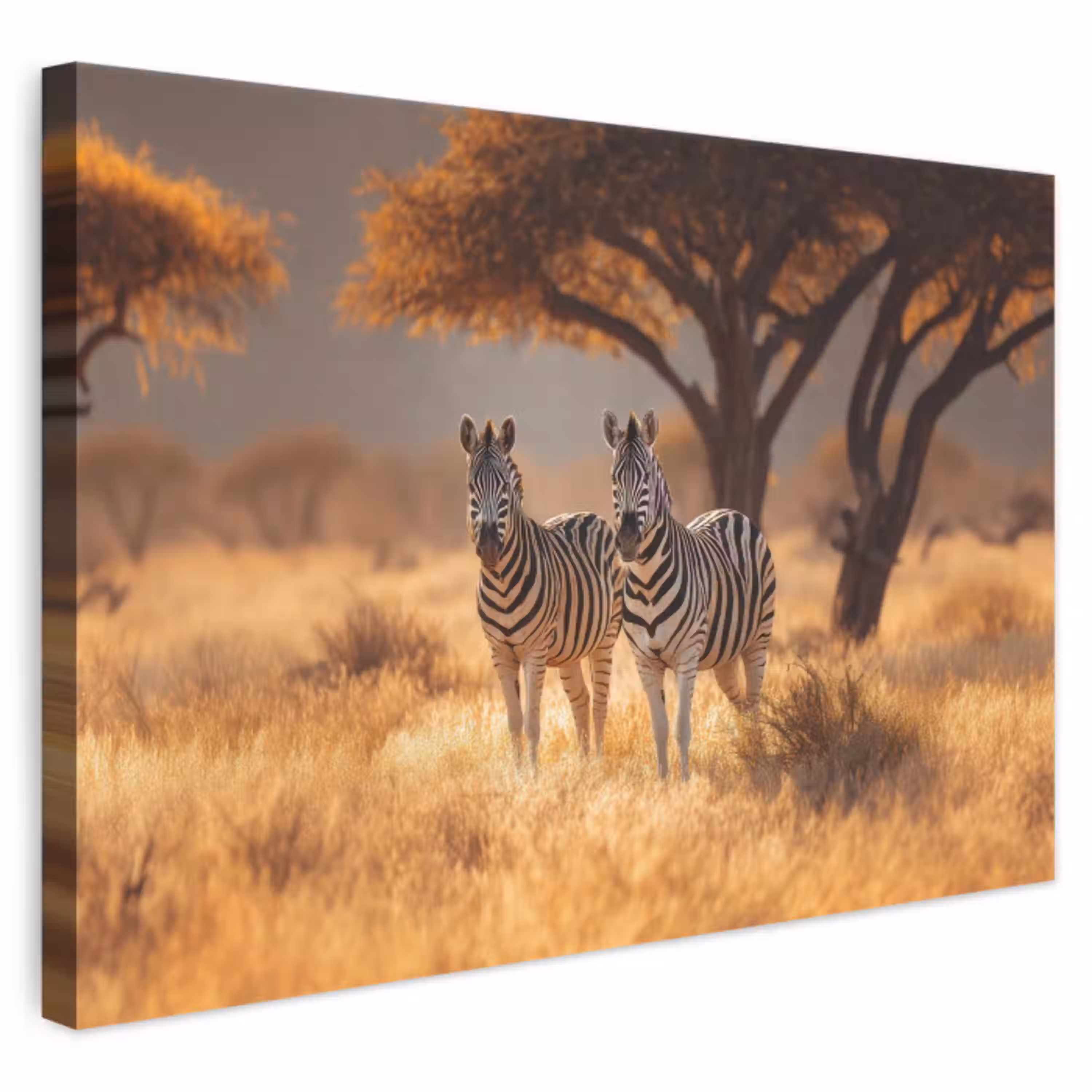 Zebra's - Savannelandschap - Gras canvas 2cm klein -3d