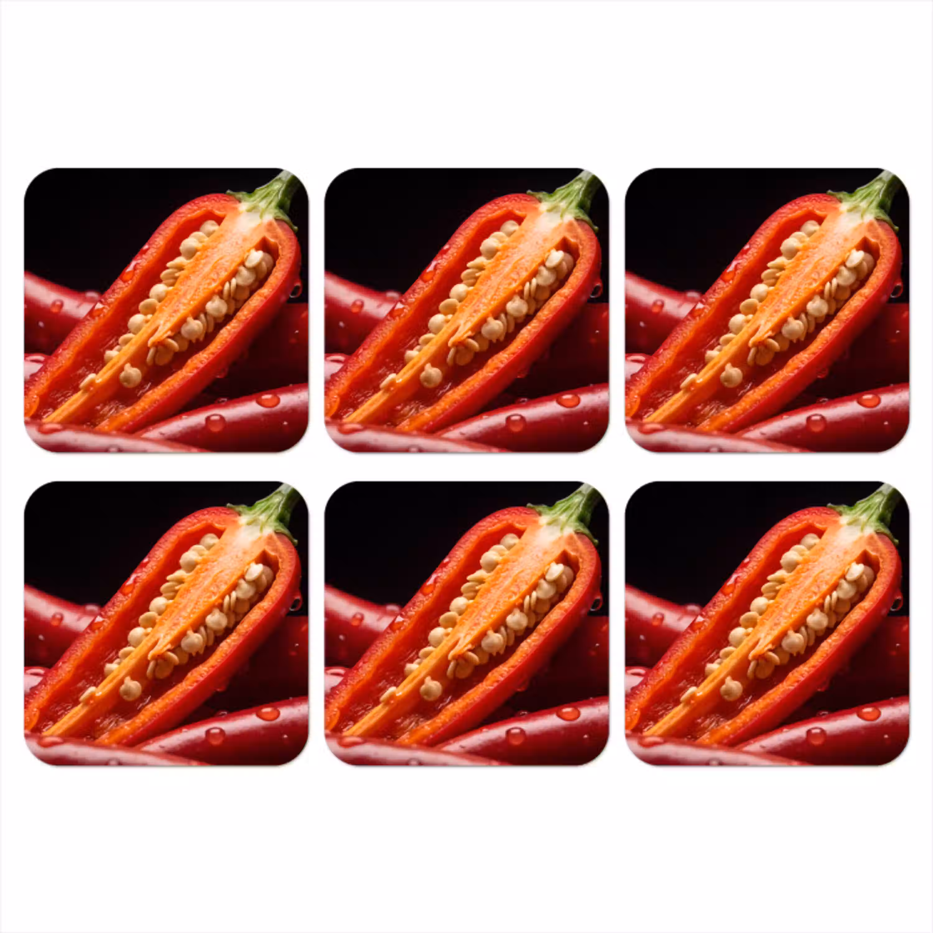 Chilipeper - Rood - Eten onderzetter kurk middel -3d