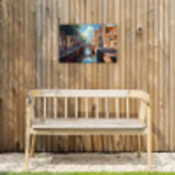 Stad - Gracht - Zon - Fietsen Tuinposter op houten frame 2 cm dik klein -sfeer4