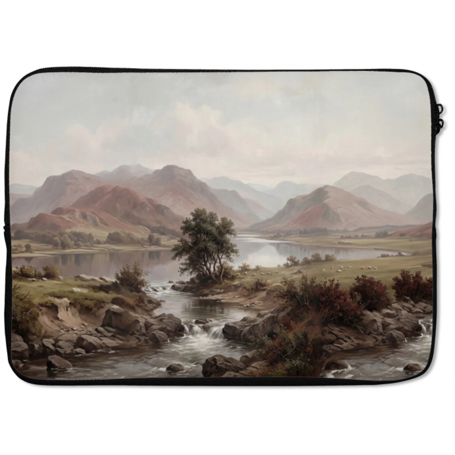 Berglandschap - Meer - Bergen - Vallei - Klassiek laptophoes neopreen klein -zkaufland3dotto