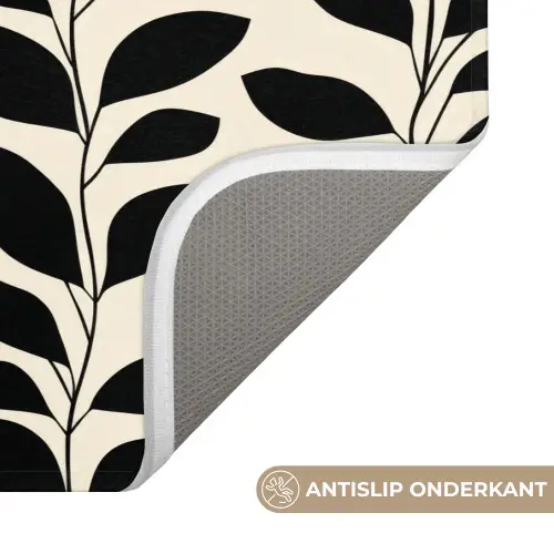 Botanisch - Dessin - Zwart - Beige Badmat klein 997 -USP_AntislipNL