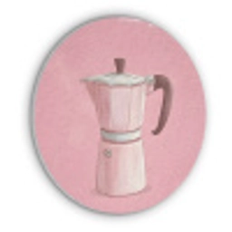 Roze - Mokkapot - Illustratie - Koffie Akoestische PET Vilt - Rond klein -3d