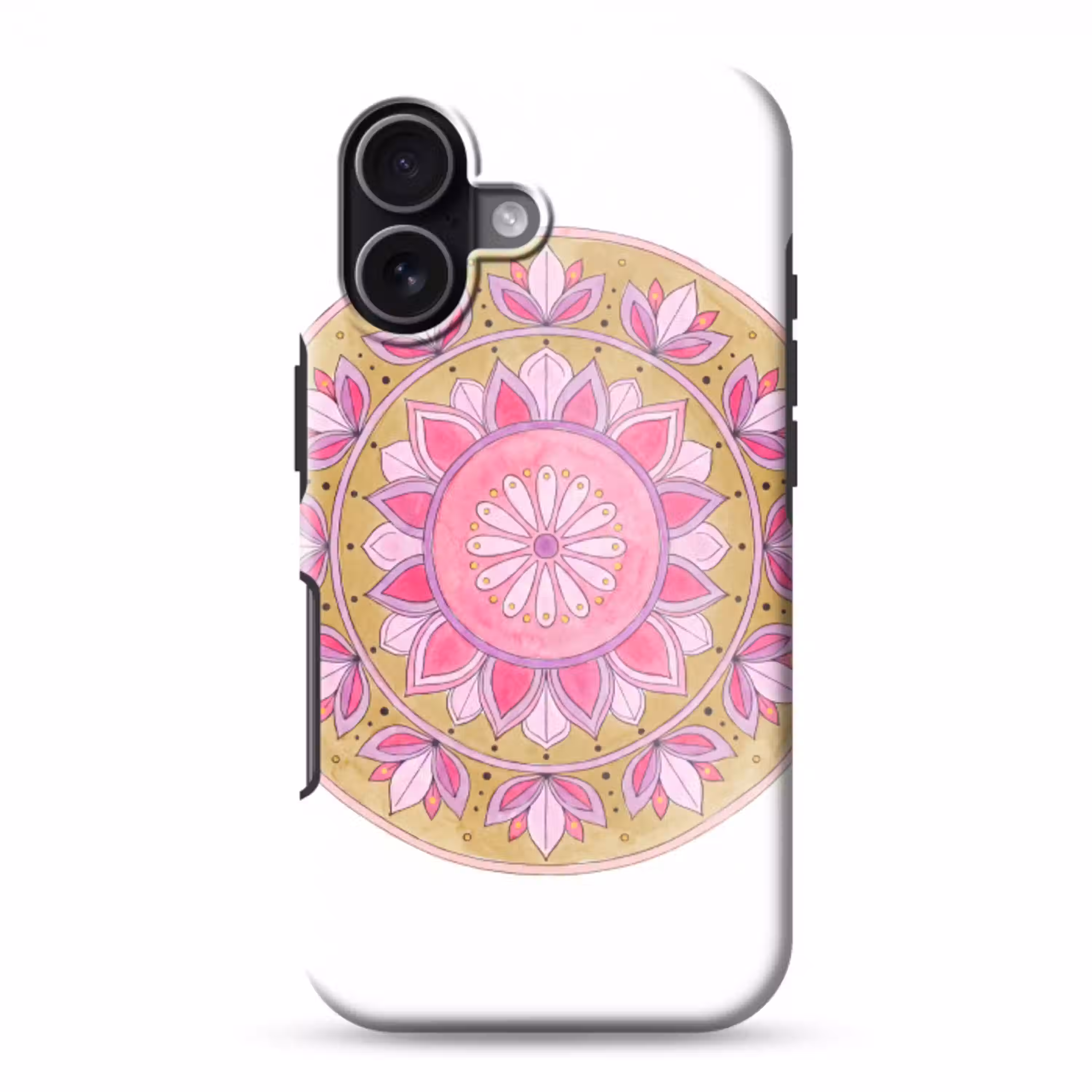 Mandala - Patroon - Kunst - Aquarel - Roze Toughcase MagSafe Apple iPhone 17 klein -3d