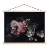 Bloemen - Vintage - Pastel - Zwart - Boeket textielposter latten blank klein -3d