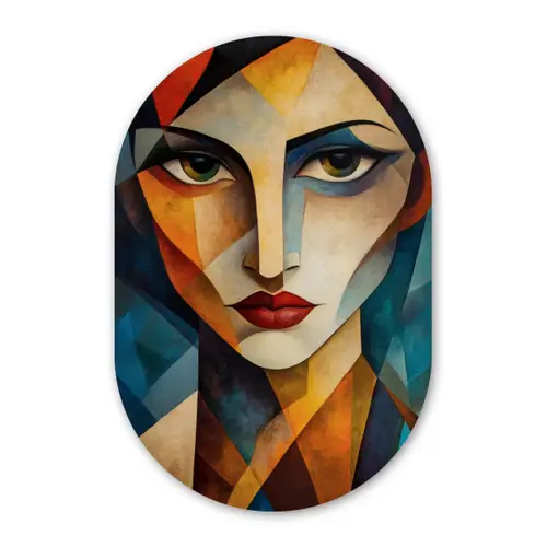 Portret - Abstract - Vormen Wandcirkel Ovaal Forex klein -3d