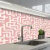 Doolhofpatroon - Roze - Wit - Abstract keuken achterwand 2 middel 871 -3d_schuin