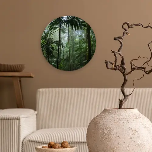 Regenwoud - Tropisch - Jungle - Bomen - Planten Wandcirkel kunststof plaat 5mm dik klein -sfeer1
