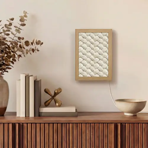 Touw - Gebreid - Beige Light Box met kabel (Tafellamp) klein 925 -sfeer2