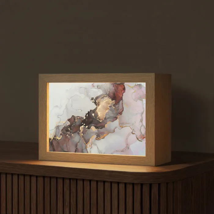 Rood - Marmer - Goud Light Box met kabel (Tafellamp) klein -z3d_website