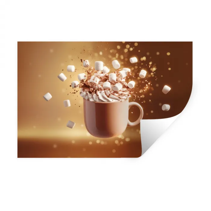 Chocomelk - Drinken - Warm - Bruin Muursticker klein -3d