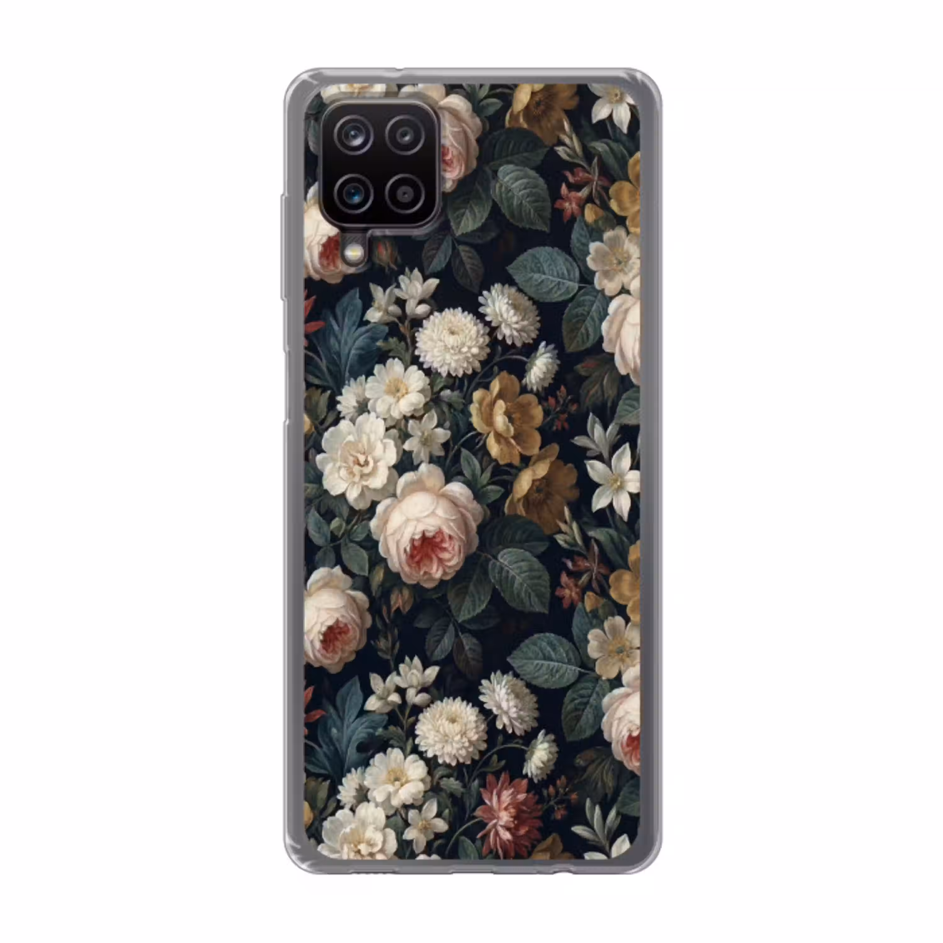 Bloemen - Boeket - Botanisch - Vintage - Donkere achtergrond Telefoonhoesje Samsung Galaxy A12 klein -3d