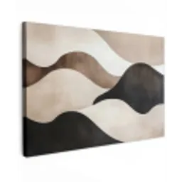 Golven - Abstract - Beige Tuinposter op houten frame 2 cm dik klein -3d