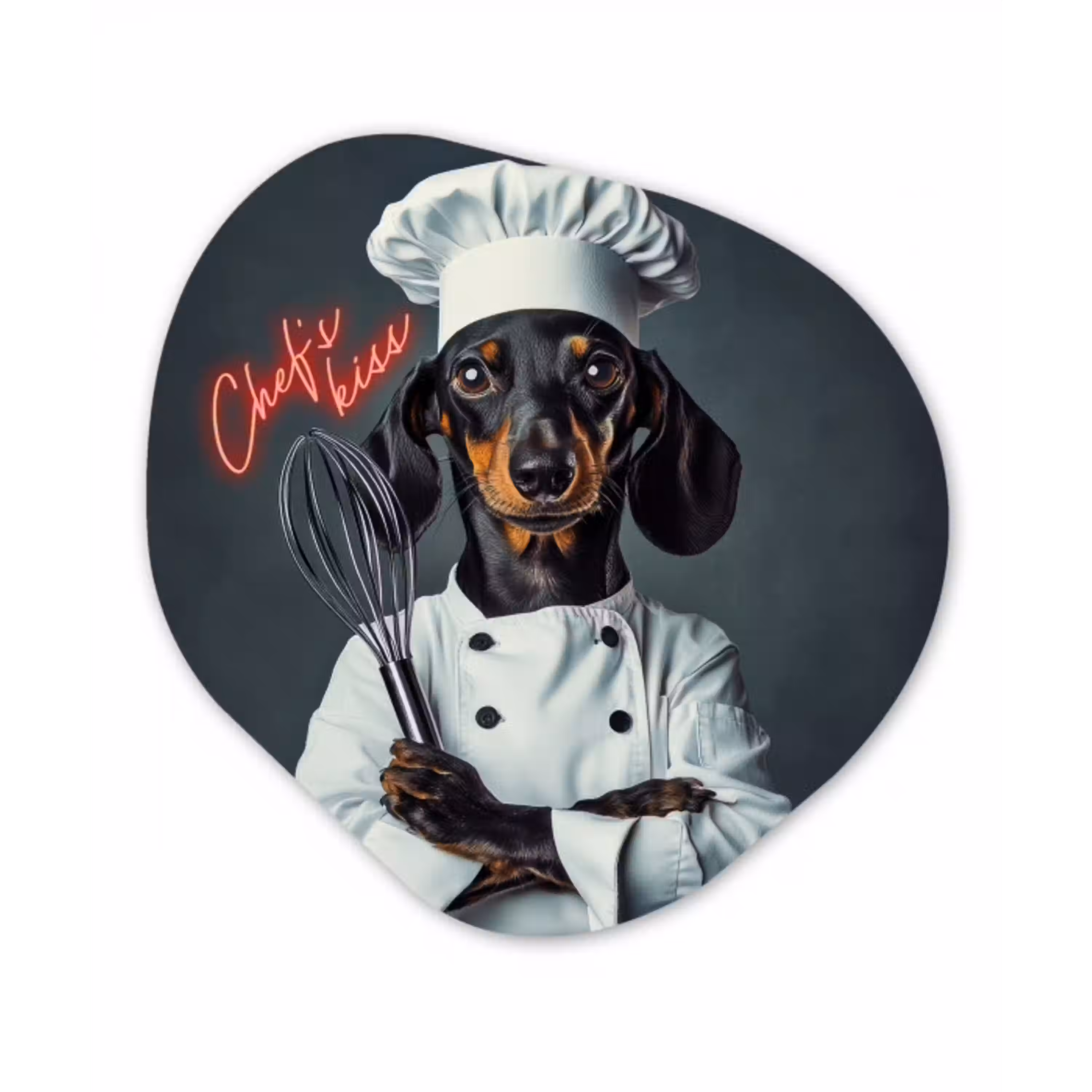 Quote - Neon - Hond - Kokskleding Wandcirkel Organisch Plexiglas middel -3d