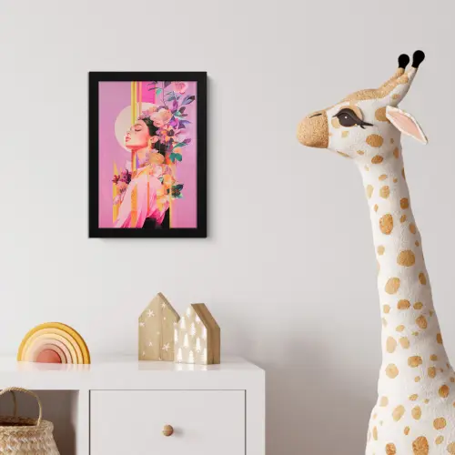 Vrouw - Bloemen - Paars - Abstract fotolijst zwart zonder passe partout klein -usfeer4_kinderkamer