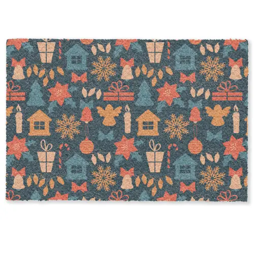 Patroon - Kerst - Symbolen - Blauw Deurmat klein 898 -zkaufland3d