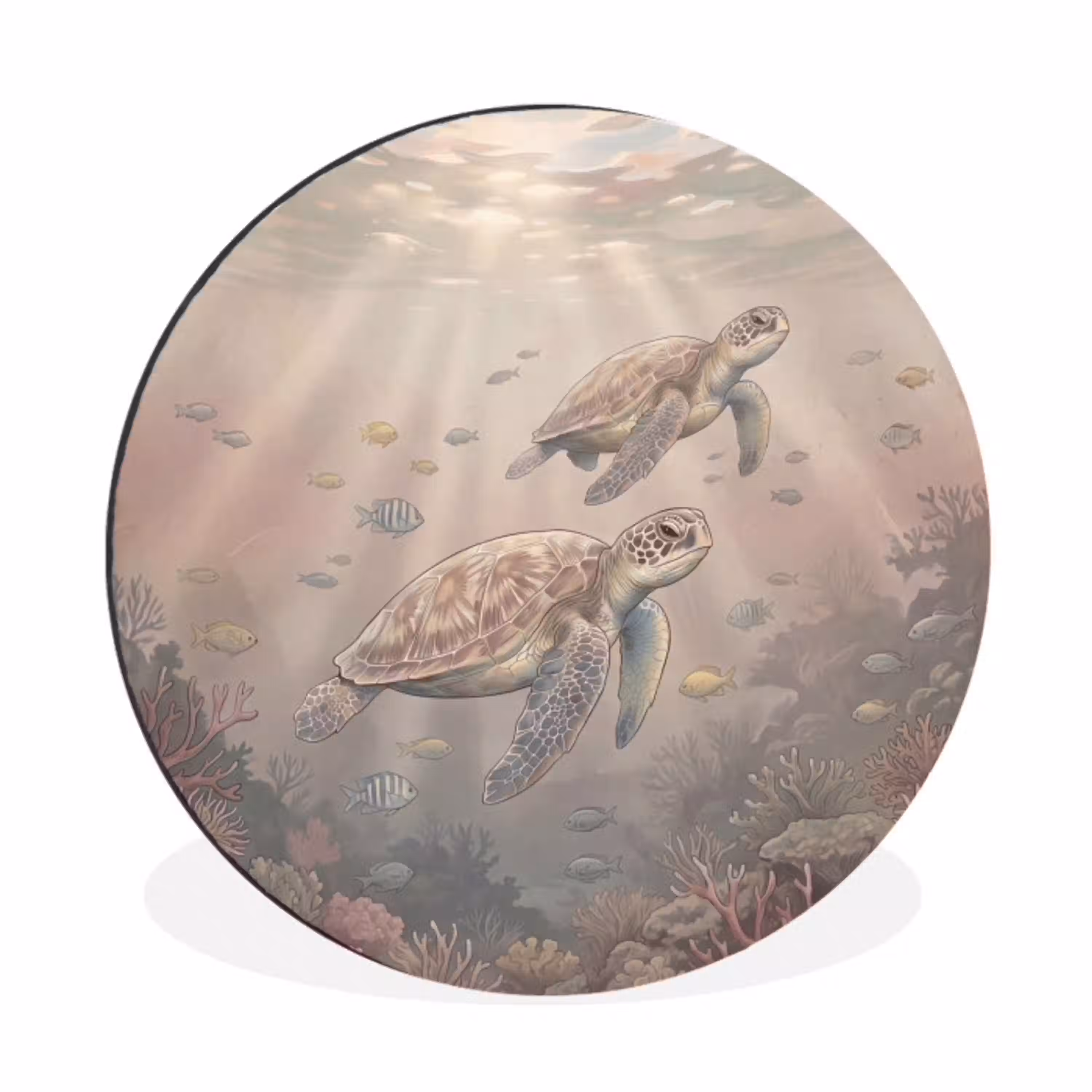 Dier - Onderwater - Oceaan - Illustratie - Zeeleven Wandcirkel aluminium klein -3d