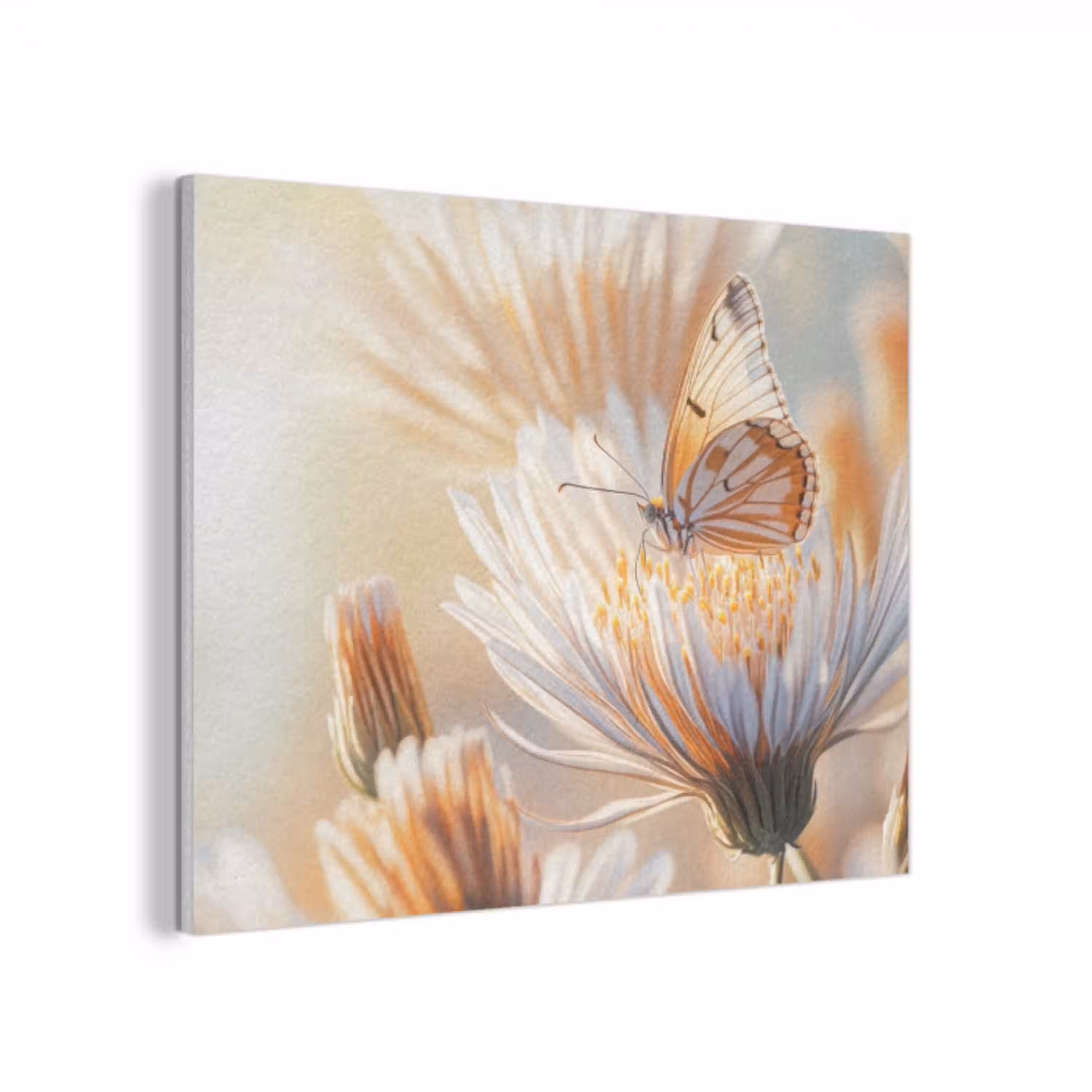 Vlinder - Bloem - Oranje PET vilt klein -3d