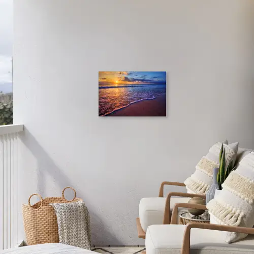 Zee - Strand - Zonsondergang - Wolken - Horizon Tuinposter op houten frame 2 cm dik klein -sfeer1