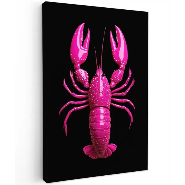 Kreeft - Felroze - Stippen - Opvallend Tuinposter op houten frame 2 cm dik klein -3d