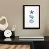Zeester - Schelpen - Blauw fotolijst zwart zonder passe partout klein -sfeer1