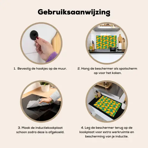 Mango - Patroon - Fruit - Bladeren Inductie beschemer met haakjes klein 777 -ky-gebruik-nl