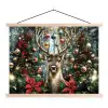 Kerstfeest - Dennenbos - Rood textielposter latten blank klein -3d